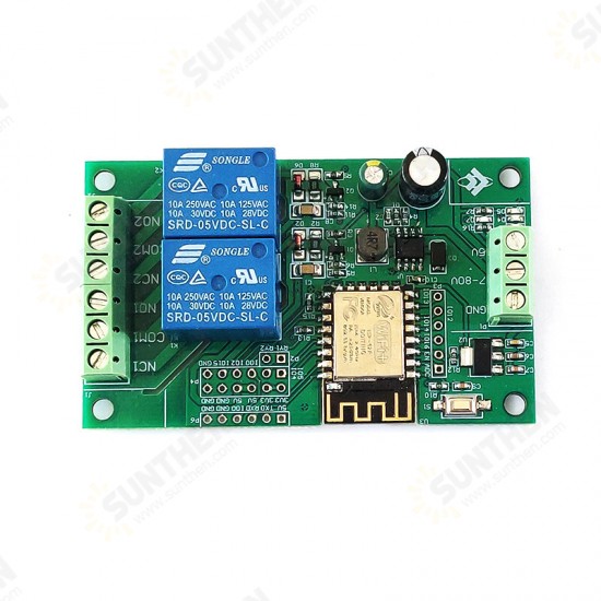 2Pcs 5V/8-80V Power Supply ESP8266 WIFI Dual Relay Module ESP-12F Development Board Secondary Development