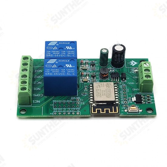 2Pcs 5V/8-80V Power Supply ESP8266 WIFI Dual Relay Module ESP-12F Development Board Secondary Development