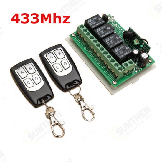 3Pcs 12V 4CH Channel 433Mhz Wireless Remote Control Switch With 2 Transimitter