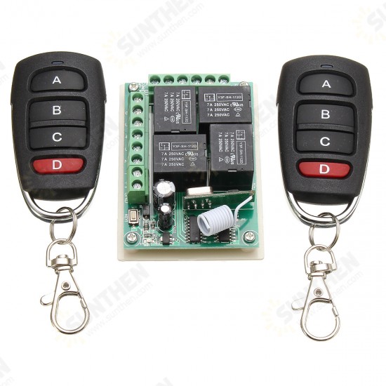 433MHz 12V 4CH Channel Relay RF Wireless Remote Control Switch 2 Transmitter+Receiver