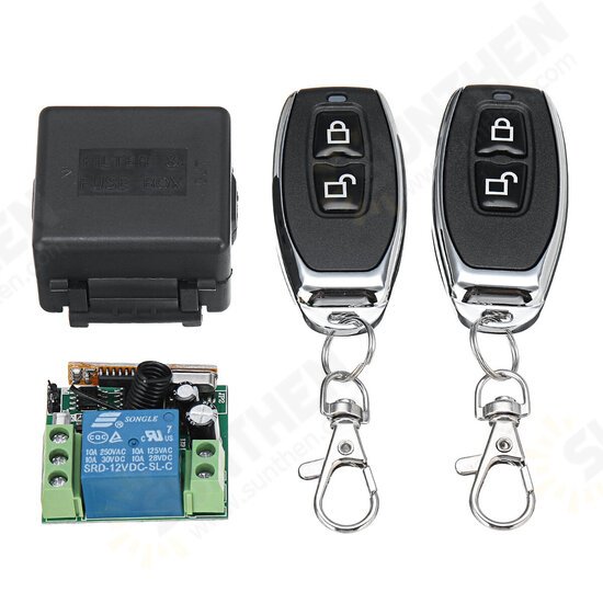 433Mhz DC12V 1CH Wireless Remote Control Switch Relay Receiver Module + 2 RF Transmitter