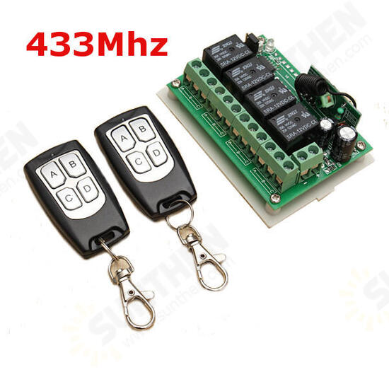 5Pcs 12V 4CH Channel 433Mhz Wireless Remote Control Switch With 2 Transimitter