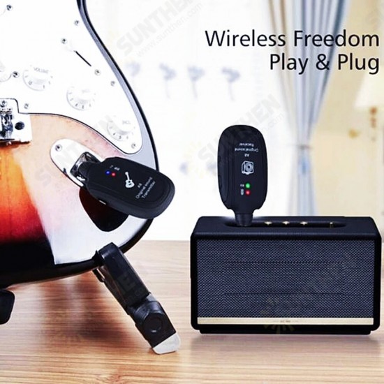 A8 4 Channels Guitar Pickup Wireless System Transmitter Receiver Built-In Rechargeable Lithium Battery + Micro USB Cable