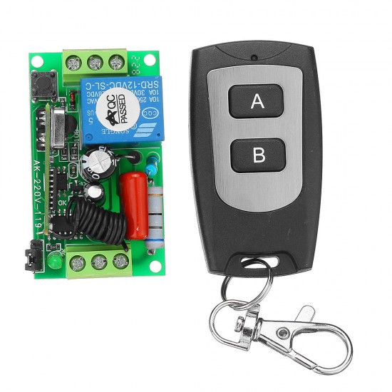 AC220V 1CH 10A Wireless Remote Control Switch Relay Output Radio Receiver Module With Waterproof Transmitter