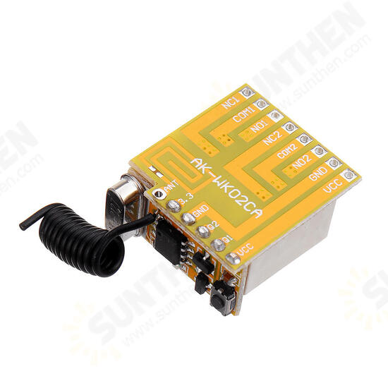 DC3.7V/5V/12V 315MHz Wide Voltage 2 Way Remote Control Switch Miniature Universal Learning Code Support for Light Strips Motor