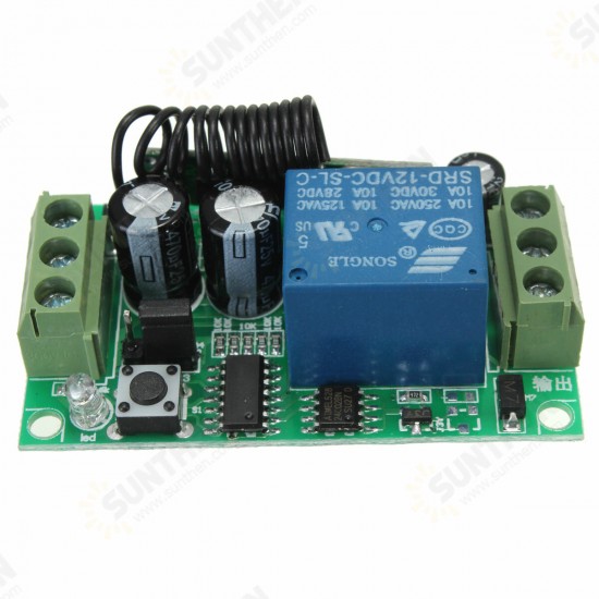 433MHz DC 12V 10A Relay 1CH Channel Wireless RF Remote Control Switch Transmitter With Receiver