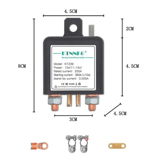 KT239 12V 200A Car Motorcycle Battery Switches Wireless Remote Control Battery Disconnect Cut Off Isolator