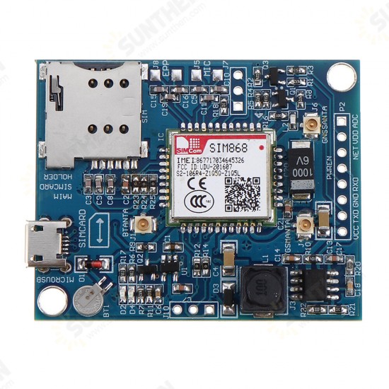 SIM868 Development Board GSM / GPRS / Bluetooth / GPS Module 868MHz with Micro SIM Card Holder