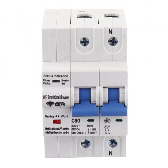 2P 100A WiFi Smart Circuit Breaker Switch Smart Home Automation Overload Short Circuit Voice Control with Alexa Google Home
