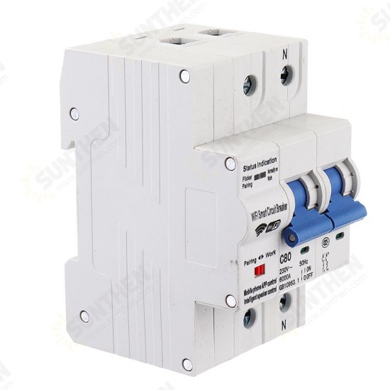 2P 100A WiFi Smart Circuit Breaker Switch Smart Home Automation Overload Short Circuit Voice Control with Alexa Google Home