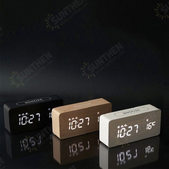 New Creative Wood Clock Rechargeable Electronic Clock Automatic Time Alarm Clock Fashion Nordic Style Clock