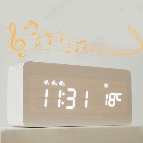 New Creative Wood Clock Rechargeable Electronic Clock Automatic Time Alarm Clock Fashion Nordic Style Clock