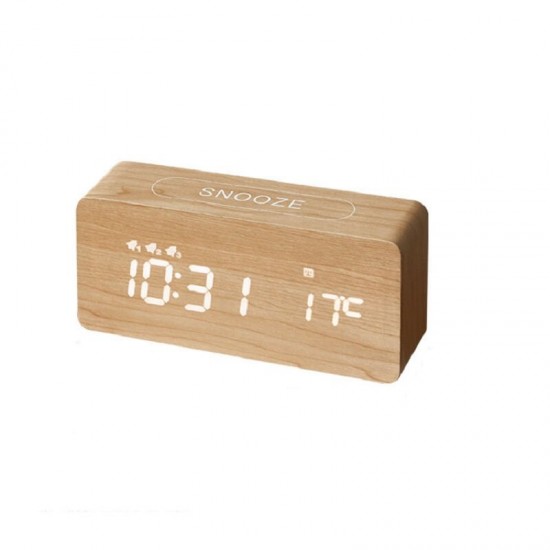 New Creative Wood Clock Rechargeable Electronic Clock Automatic Time Alarm Clock Fashion Nordic Style Clock