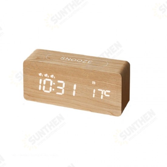 New Creative Wood Clock Rechargeable Electronic Clock Automatic Time Alarm Clock Fashion Nordic Style Clock