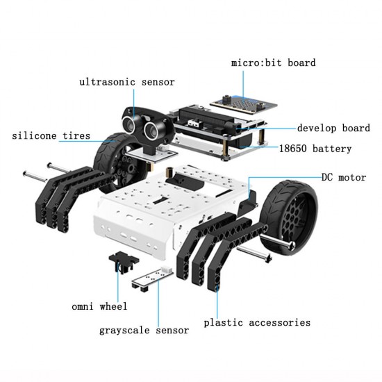 Micro:bit GoGobit Smart Programmable Tracking Voice PC APP Control RC Robot Car