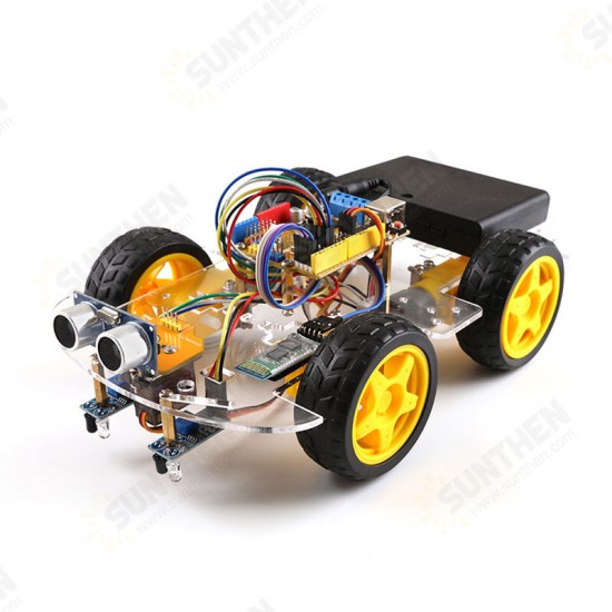 SNAR38 4WD Robot Car Kit Bluetooth Remote Tracking Obstacle Avoidance Car DIY Kit