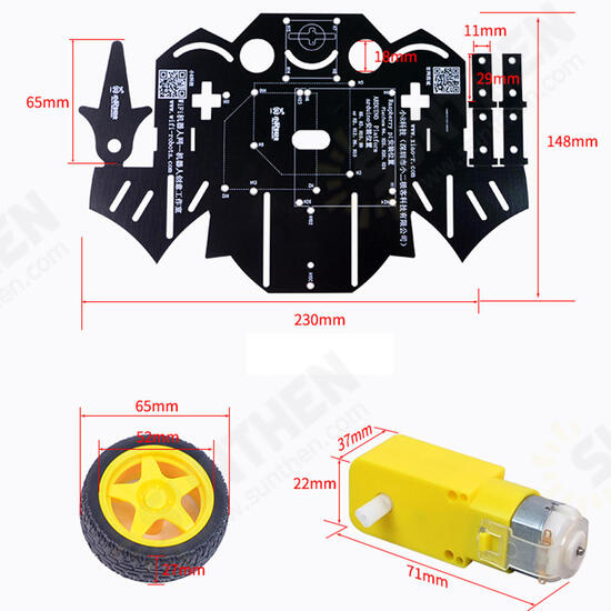 R DIY 2WD Smart RC Robot Car Chassis Kit With TT Motor For