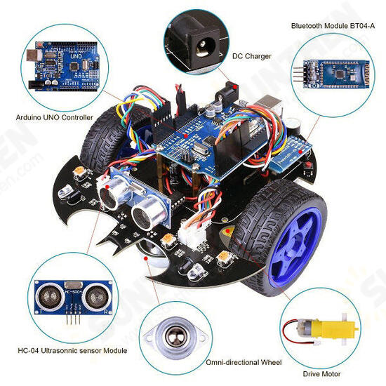 Smart Bat Robot Intelligent Programming bluetooth Controll Car Kit with R3 Board