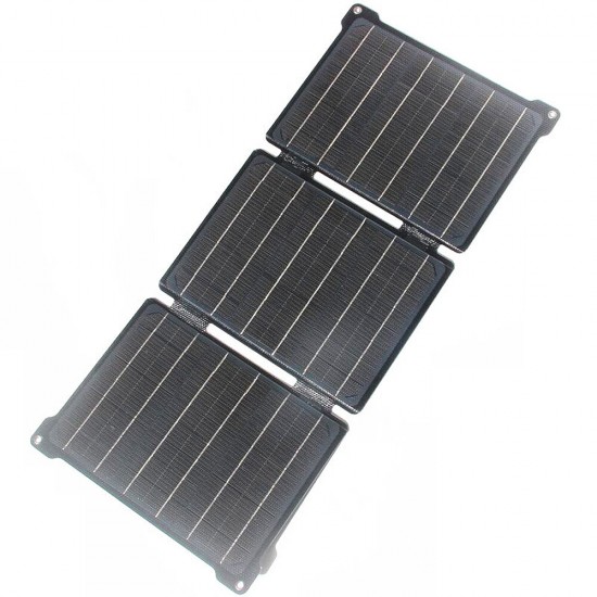 21W Solar Panel Charger 5V/12V Portable Folding Solar Charger with USB DC Ports for Phone Charging Outdoor Camping Hiking Traveling