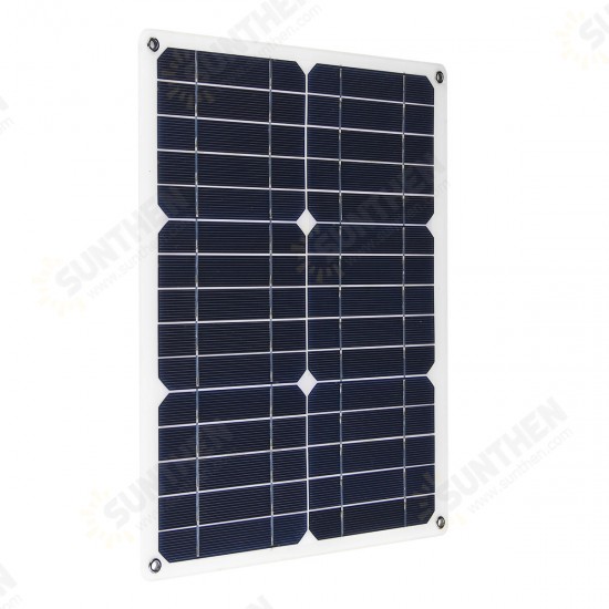 30W 20V Monocrystalline Double USB Port Solar Panel Power Pack with 10-in-1 Charging Cables