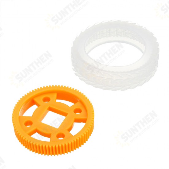 47*12mm/47*21mm 64T Transparent Tire Orange Rubber Wheel for Smart Robot Chassis Car