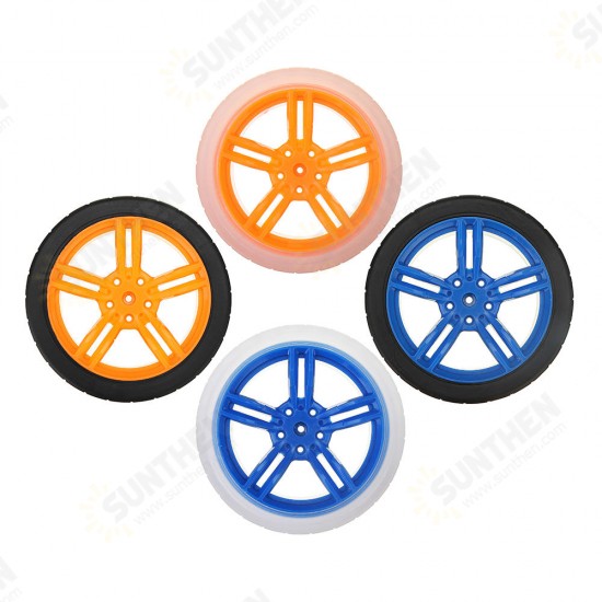 65*27mm Blue/Orange Rubber Wheels for TT Motor Smart Chassis Car Accessories