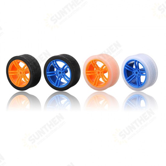 65*27mm Blue/Orange Rubber Wheels for TT Motor Smart Chassis Car Accessories