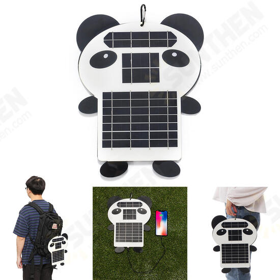 6W 5V Panda Shape Portable Monocrystalline PET Solar Panel with USB Port