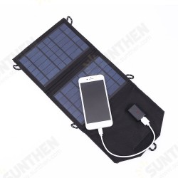 7W 5V Foldable Solar Panel Portable Outdoor USB Port Battery Charger Waterproof Solar Bag for Phone Charging Traveling Camping