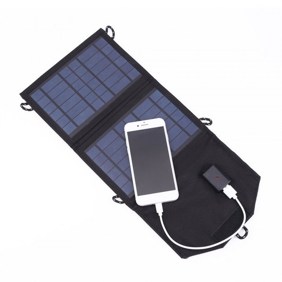 7W 5V Foldable Solar Panel Portable Outdoor USB Port Battery Charger Waterproof Solar Bag for Phone Charging Traveling Camping