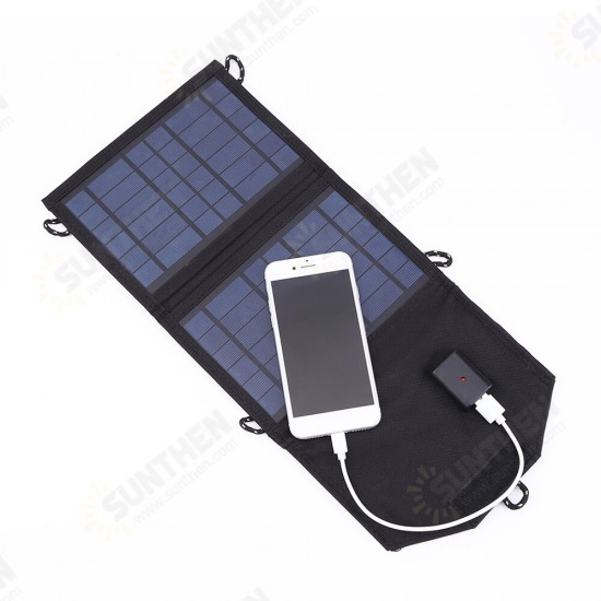 7W 5V Foldable Solar Panel Portable Outdoor USB Port Battery Charger Waterproof Solar Bag for Phone Charging Traveling Camping