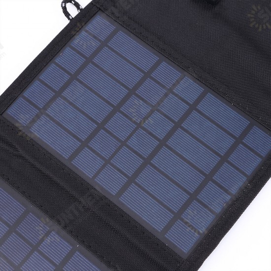 7W 5V Foldable Solar Panel Portable Outdoor USB Port Battery Charger Waterproof Solar Bag for Phone Charging Traveling Camping