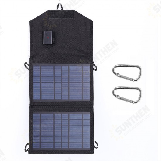 7W 5V Foldable Solar Panel Portable Outdoor USB Port Battery Charger Waterproof Solar Bag for Phone Charging Traveling Camping