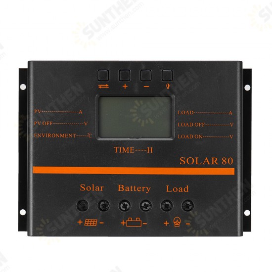 80A Solar Panel Charge Controller 12V 24V Auto LCD USB Solar Battery Charger High Efficiency Solar 80 PWM Regulator