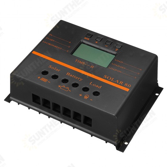 80A Solar Panel Charge Controller 12V 24V Auto LCD USB Solar Battery Charger High Efficiency Solar 80 PWM Regulator