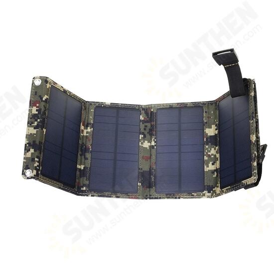 Camouflage/Black 7W 5.5V Folding Monocrystalline Silicon Solar Panel With Two Carabiner+USB Port