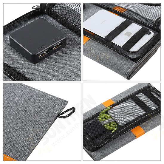 5V 14W Waterproof Solar Charge Bag Folding Panel DIY Power Bank with Dual USB