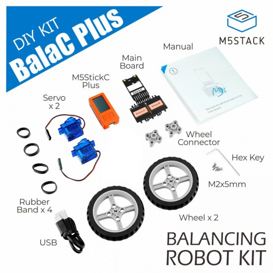 BalaC PLUS Two-wheeled Balance Car PID Programming Learning Smart Car Graphics ESP32-PICO-D4 DIY Self-Balancing Robot Kit