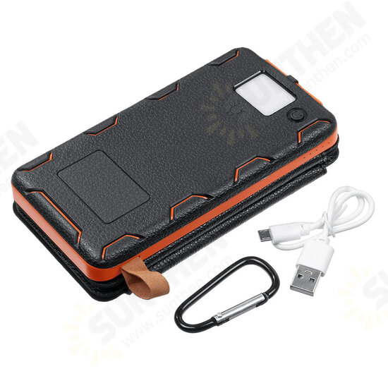 Three-proof Folding Solar Power Bank Custom Outdoor Waterproof Leather Mobile with Camping Lamp