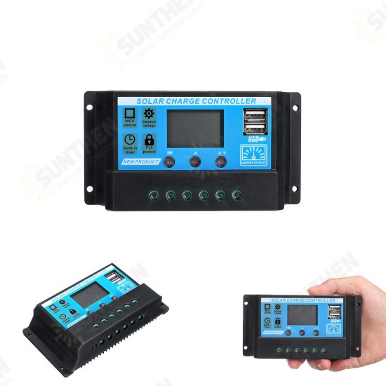 Upgraded 30A 12V/24V Auto Volt/Amp/Temp Display PWM Solar Panel Charge Controller