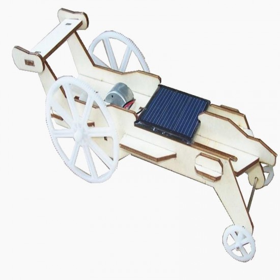 Wooden Toy Solar Lunar Rover Car Unassembled DIY Kit With Solar Panel & Motor