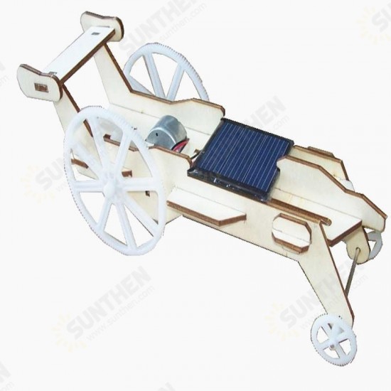 Wooden Toy Solar Lunar Rover Car Unassembled DIY Kit With Solar Panel & Motor