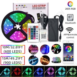 10M/15M 32.81FT/49.21FT 2835 bluetooth APP LED Strip Light Non-waterproof RGB Flexible Lamp+24-Keys Remote Control DC12V 10M/15M 32.81FT/49.21FT 2835 bluetooth APP LED Strip Light Non-waterproof RGB Flexible Lamp+24-Keys Remote Control DC12V