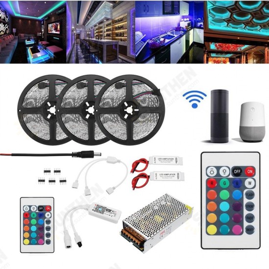 15M 2835 RGB Flexible IP65 Smart Wifi Control APP LED Strip Light Kit Work With Alexa AC110-240V Christmas Decorations Clearance Christmas Lights