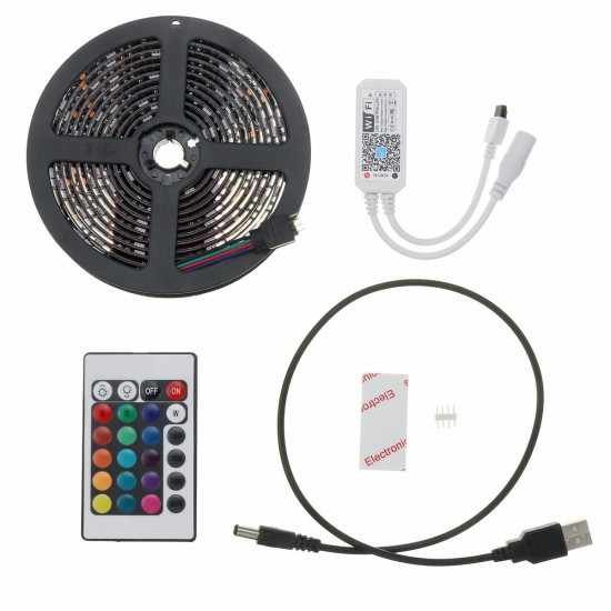 1M 2M 3M USB Waterproof IP65 RGB 5050 WIFI LED Strip Light Kit With 24 Key Remote Control DC5V
