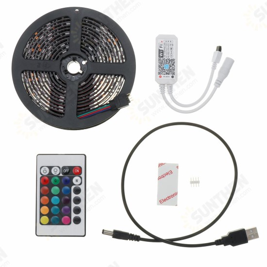 1M 2M 3M USB Waterproof IP65 RGB 5050 WIFI LED Strip Light Kit With 24 Key Remote Control DC5V