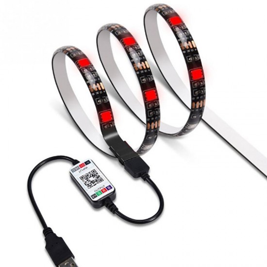 1M/3M/5M bluetooth APP 5050 RGB LED Strip Light Tape IP65 Waterproof USB Background Lamp 5V