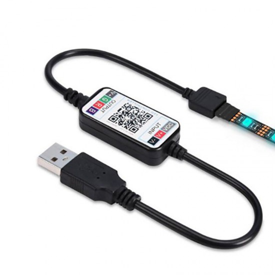 1M/3M/5M bluetooth APP 5050 RGB LED Strip Light Tape IP65 Waterproof USB Background Lamp 5V
