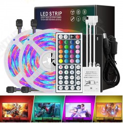 2*5M Waterproof DC12V LED Strip Light 3528 RGB Color Home Lamp+IR Remote Control+US Plug Power Adapter Christmas Decorations Clearance Lights