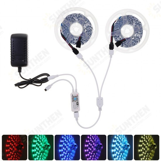 2*7.5M WiFi APP RGB 5050 Non-waterproof LED Strip Light Kit+24Keys Remote Control for Alexa Google Home Christmas Decorations Clearance Lights